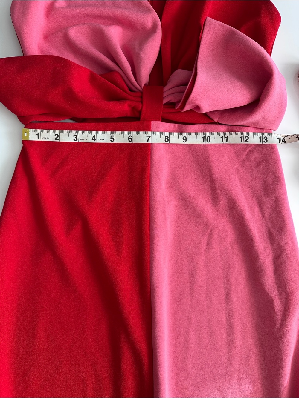 Two-Tone Pink & Red Bow-Front Maxi Dress - Picture 6 of 15